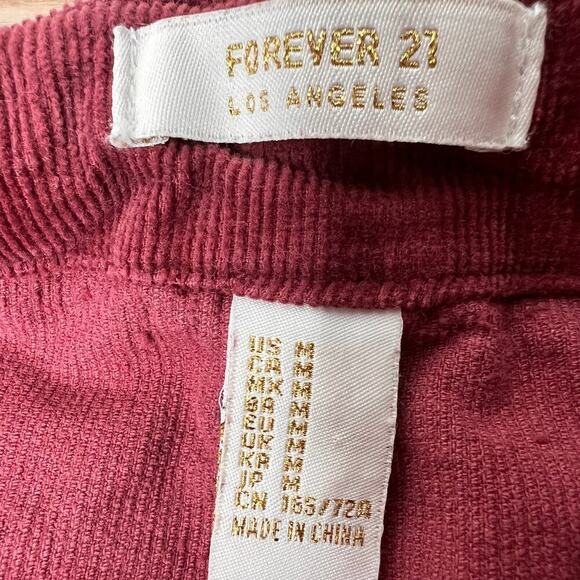 Forever 21 Women's Burgundy Corduroy Button Front Mini Skirt Med. Twee Indie - Picture 4 of 6